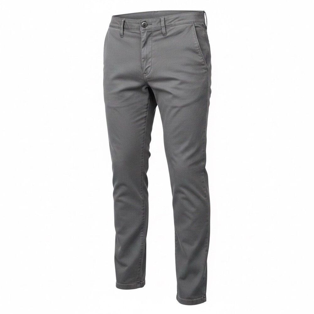 New RVCA Gray Daggers Pants W 36 L 33 Slim Fit Stretch Khaki Leg Opening 15” Men